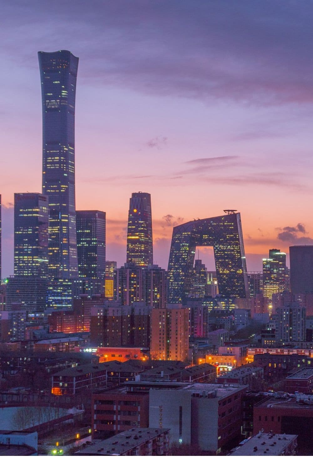 北京CBD天际线日落