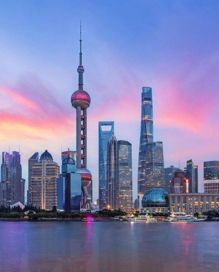 上海陆家嘴天际线日落